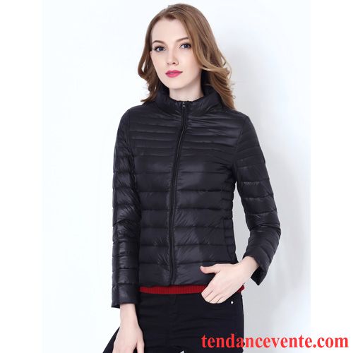 Doudoune Femme En Plume Taillissime Slim Tempérament Tendance Col Mandarin L'automne Lumière Femme Court Pardessus Hiver Noir