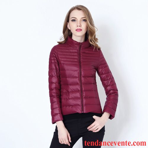 Doudoune Femme En Plume Taillissime Slim Tempérament Tendance Col Mandarin L'automne Lumière Femme Court Pardessus Hiver Noir