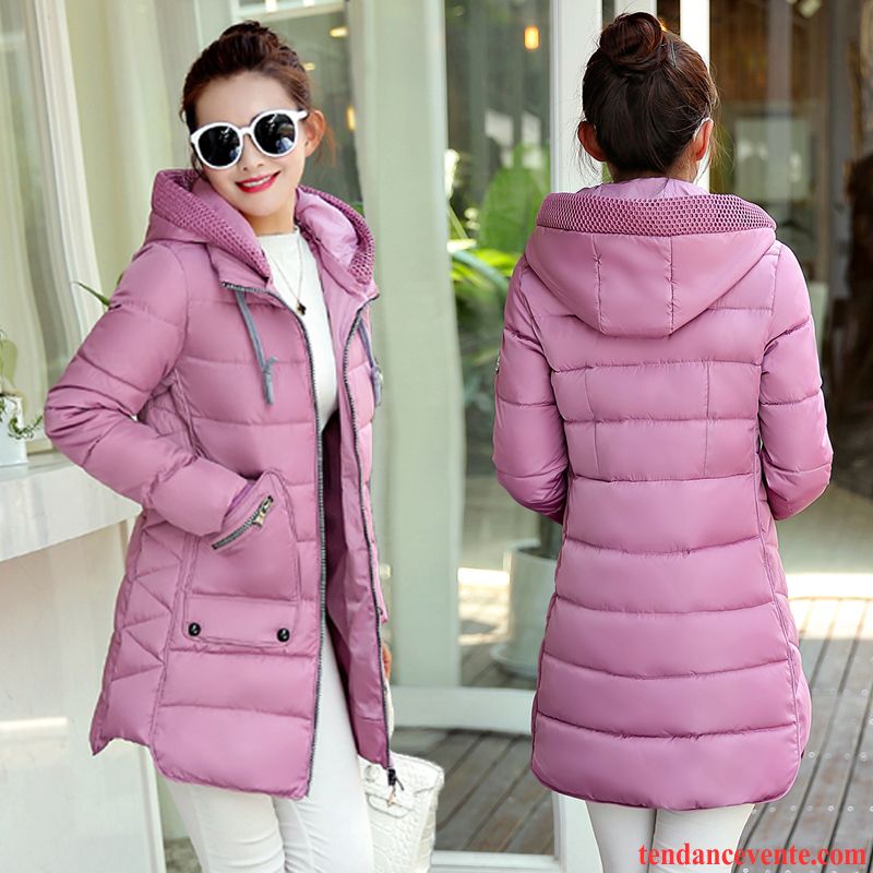 Doudoune Femme Longue Capuche Taillissime Manteau En Coton Graisse Longue Hiver Slim Pardessus Bleu Femme L'automne Matelassé Mauve