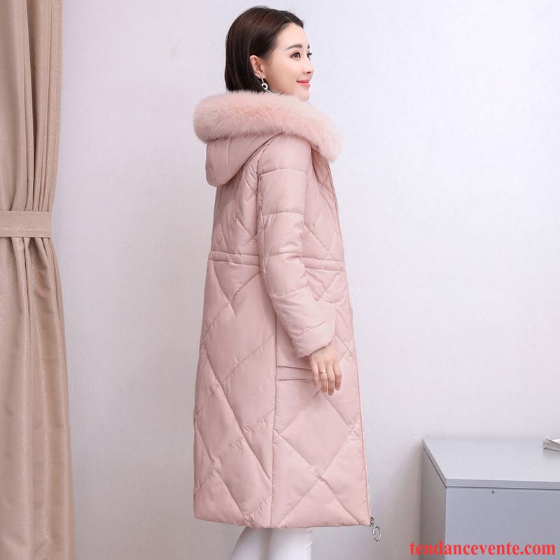 Doudoune Femme Matelassé Renard Vêtements D'hiver Pardessus Matelassée Col De Fourrure Blanc