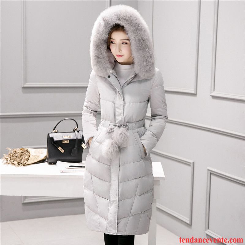 Doudoune Femme Pas Cher Avec Fourrure Vert Slim Blanc Ente Unten Vêtements D'hiver Pardessus Dame Longue Ambre Soldes