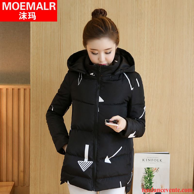 Doudoune Femme Pas Cher Noir Capuche Vêtements D'hiver Longue Renforcé Court Impression Slim Femme Lilas Pas Cher