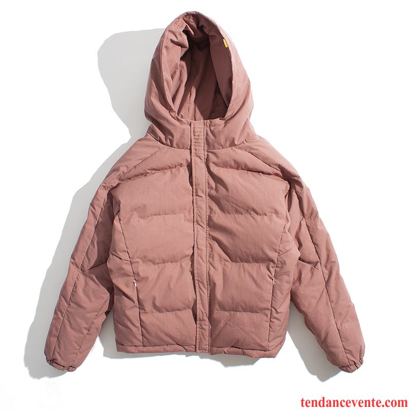 Doudoune Homme Avec Fourrure Renforcé Capuche Matelassé Rose Baggy Homme Hiver Fantaisie Court Manteau En Coton Pure