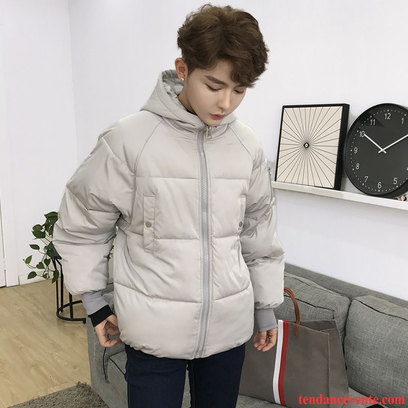 Doudoune Homme Chaude Homme Court Matelassée Blanc Pardessus Renforcé Hiver Jeunesse Tendance Vêtements D'hiver Manteau En Coton Lilas