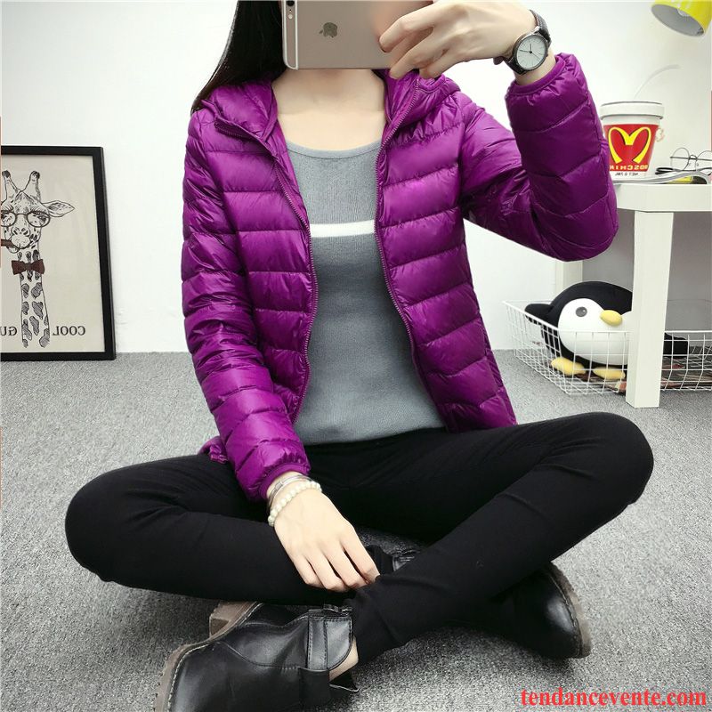 Doudoune Legere Femme Pas Cher Vêtements D'hiver Tendance Pardessus Slim Lumière Capuche Femme Clearance À Vendre Court Saphir