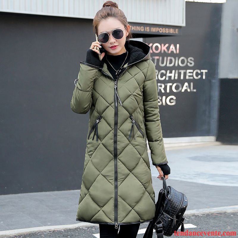 Doudoune Longue Femme Noire Élégant Chauds Manteau Femme Mince Manteau En Coton Pardessus Longue Renforcé Matelassé Militaire Vert Hiver Saumon Pas Cher