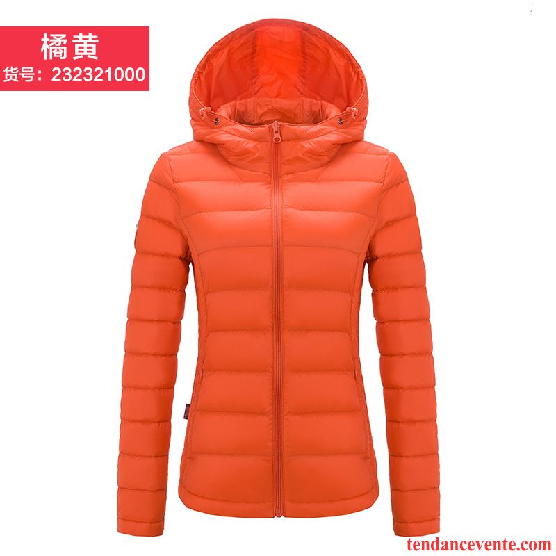 Doudoune Longue Pour Femme Mince Capuche Slim Hiver Femme Court Lumière Crème