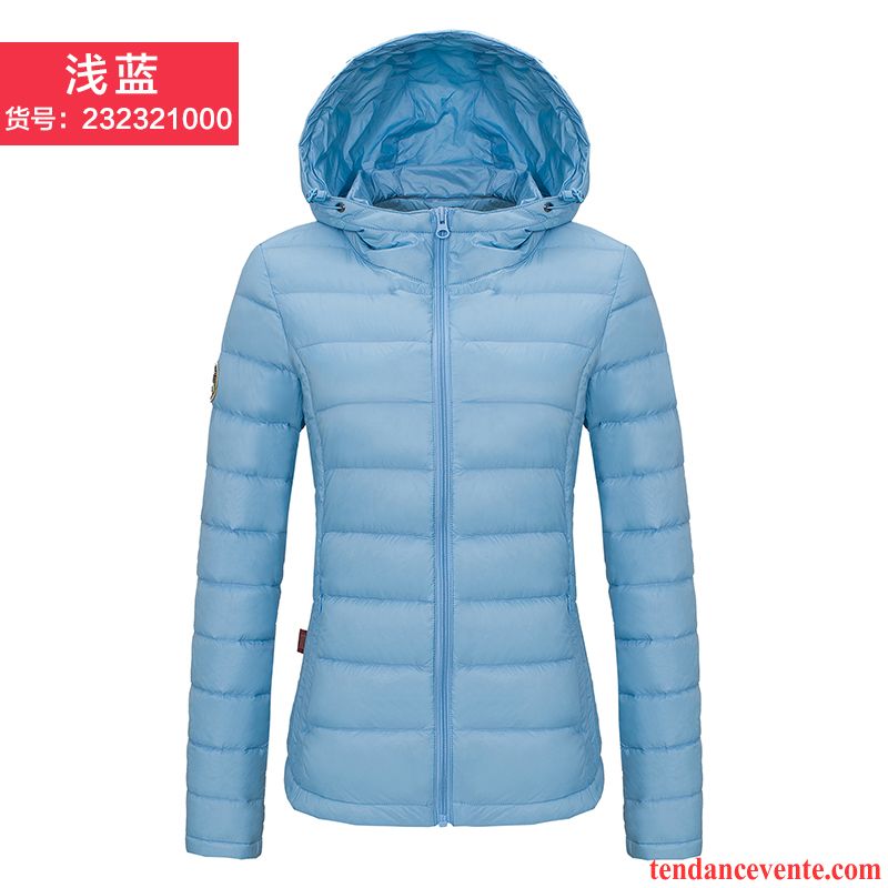 Doudoune Longue Pour Femme Mince Capuche Slim Hiver Femme Court Lumière Crème