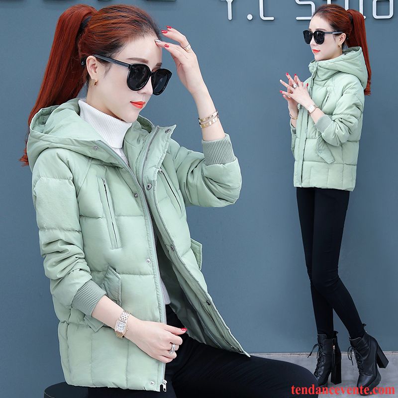 Doudoune Marque Femme Vert Matelassée Tendance Pardessus Hiver Court Femme Manteau En Coton Tous Les Assortis Neige