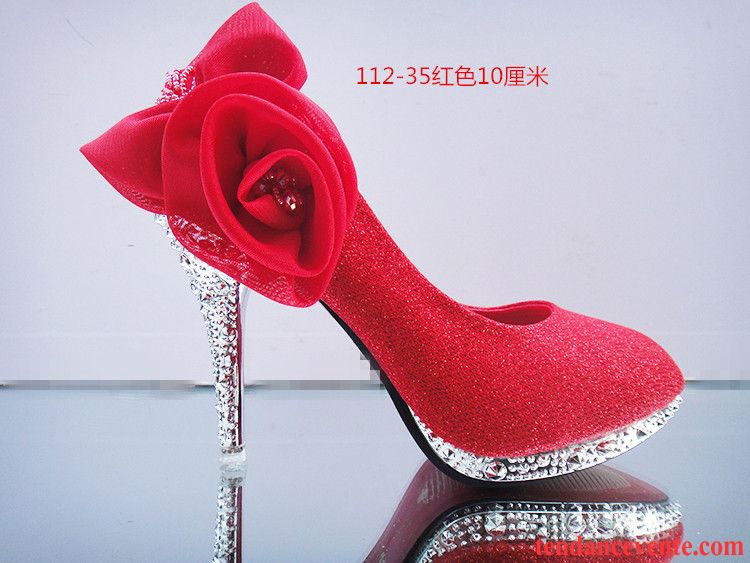 Escarpin Blanc Femme Cristal Mariée Derbies Chaussures De Mariage Rouge Talons Minces Talons Hauts Femme Blanc Imitation Strass Pérou