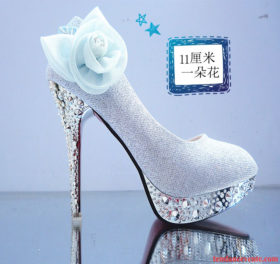 Escarpin Blanc Femme Cristal Mariée Derbies Chaussures De Mariage Rouge Talons Minces Talons Hauts Femme Blanc Imitation Strass Pérou