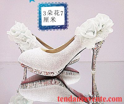 Escarpin Blanc Femme Cristal Mariée Derbies Chaussures De Mariage Rouge Talons Minces Talons Hauts Femme Blanc Imitation Strass Pérou