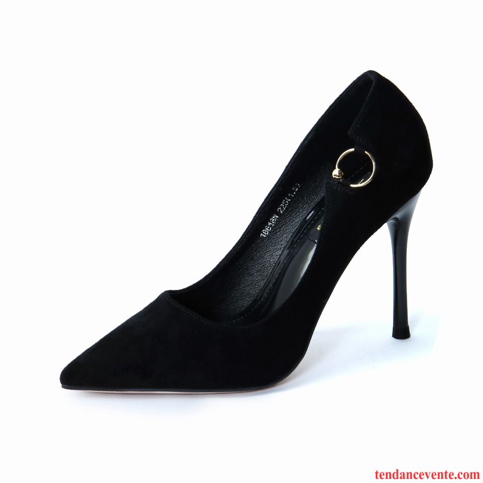 Escarpin Noir Pas Cher Femme Métal Plateforme Étanche Suède Sexy Derbies Ultra L'automne Noir Talons Minces Creux Guipure Tous Les Assortis Rouge