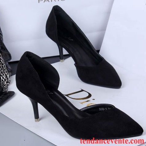 Escarpin Noir Taille 35 Talons Minces Femme Professionnel Mode Derbies Noir Pointe Pointue Sexy