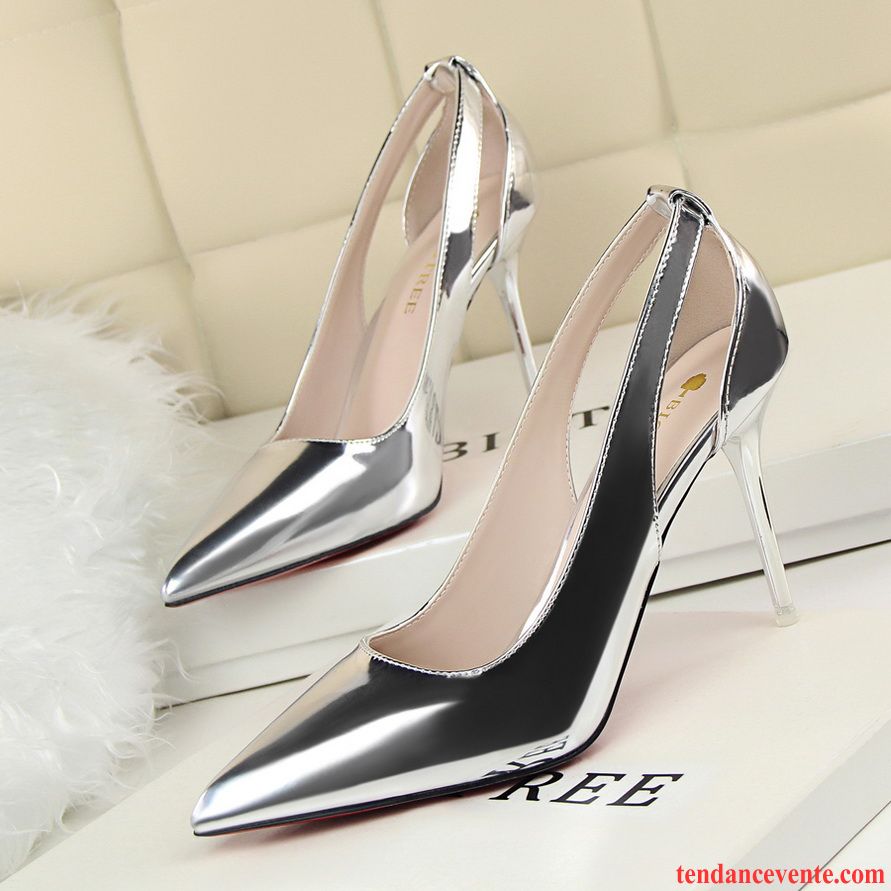 Escarpin Petit Talon Noir Professionnel Sexy Femme Talons Minces Printemps Derbies Pointe Pointue Creux Guipure