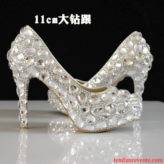 Escarpins Beige Doré Blanc Cristal Imitation Strass Mariage Femme Mariée Talons Hauts Argent Chaussures De Mariage