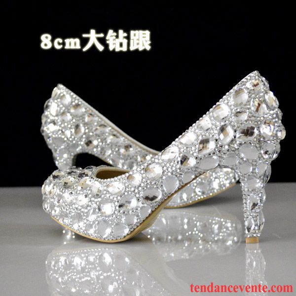 Escarpins Beige Doré Blanc Cristal Imitation Strass Mariage Femme Mariée Talons Hauts Argent Chaussures De Mariage