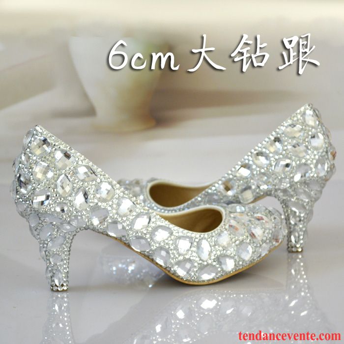 Escarpins Beige Doré Blanc Cristal Imitation Strass Mariage Femme Mariée Talons Hauts Argent Chaussures De Mariage