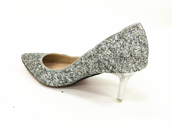 Escarpins Compensés Pas Cher Paillette Derbies Pointe Pointue Super Star Femme Chaussures De Mariage Talons Minces Or Cuir Véritable Blanc