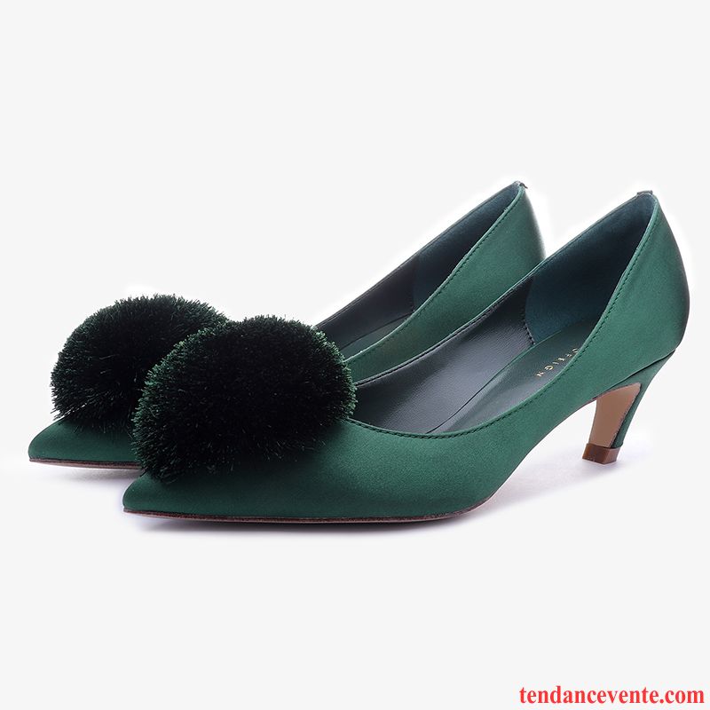 Escarpins En Cuir Femme Fête Derbies Talons Minces Rouge Vert Femme Pointe Pointue Pérou Vente