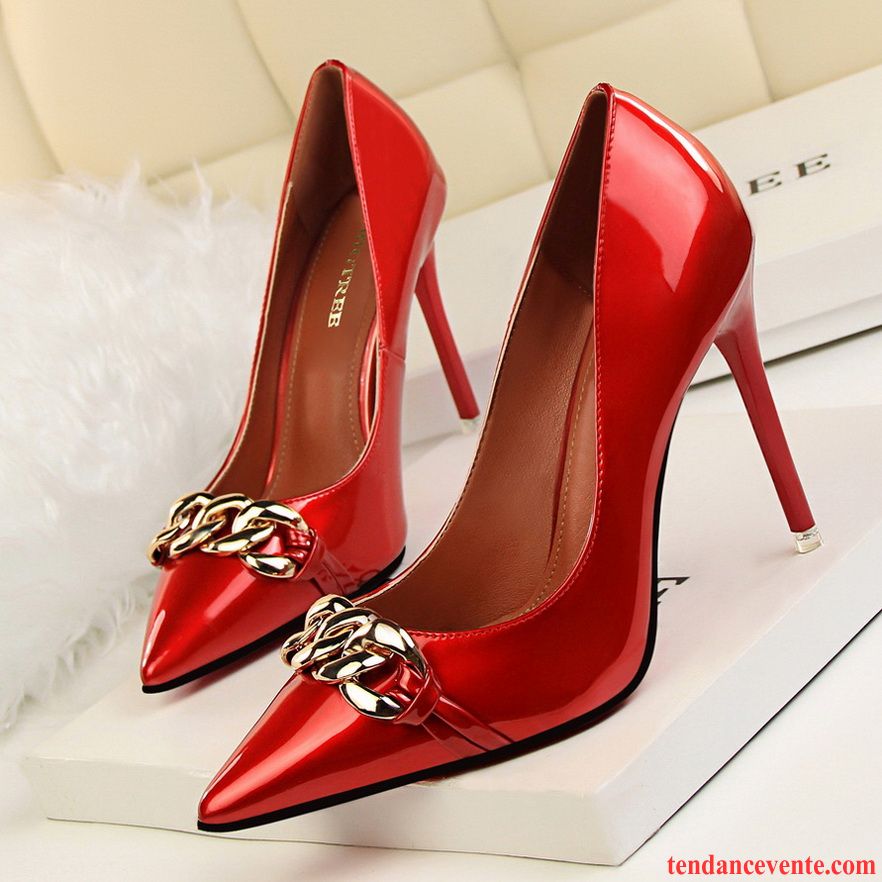 Escarpins Escarpin Blanc Talons Hauts Femme Talons Minces Mode Pointe Pointue Derbies Sexy Métal