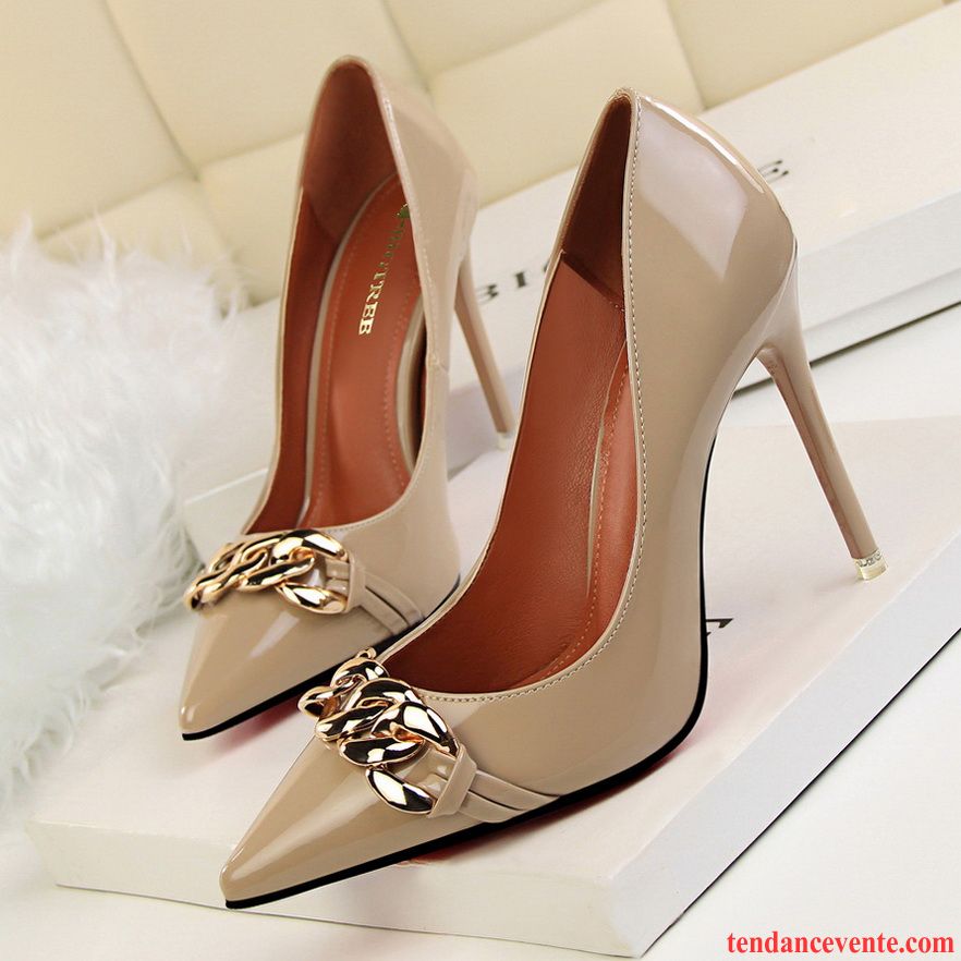 Escarpins Escarpin Blanc Talons Hauts Femme Talons Minces Mode Pointe Pointue Derbies Sexy Métal