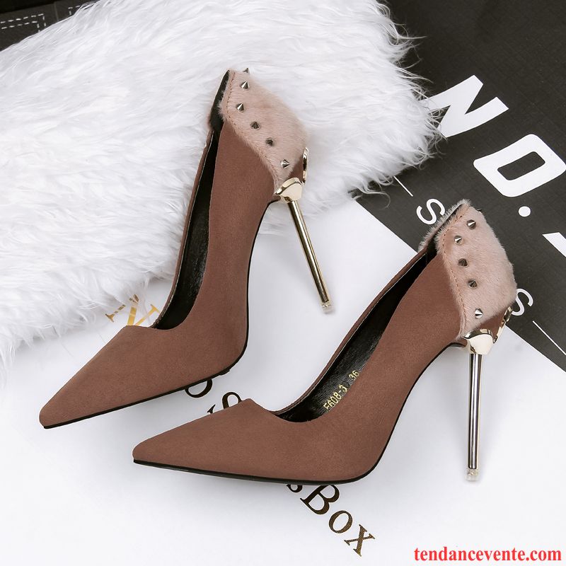 Escarpins Femme Grande Pointure Été Derbies Tous Les Assortis Talons Minces Sexy Pointe Pointue Femme Noir Vert Soldes