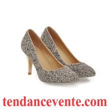 Escarpins Femme Pas Cher Or Chaussures De Mariage Clair Fête Femme Blanc Paillette Derbies Taillissime Jaune