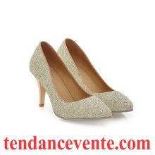 Escarpins Femme Pas Cher Or Chaussures De Mariage Clair Fête Femme Blanc Paillette Derbies Taillissime Jaune