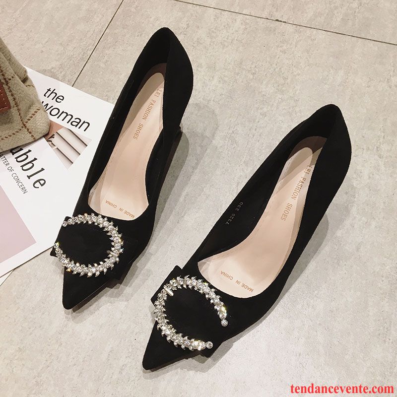 Escarpins Femme Pointe Pointue Mode Talons Minces Tous Les Assortis Imitation Strass Derbies