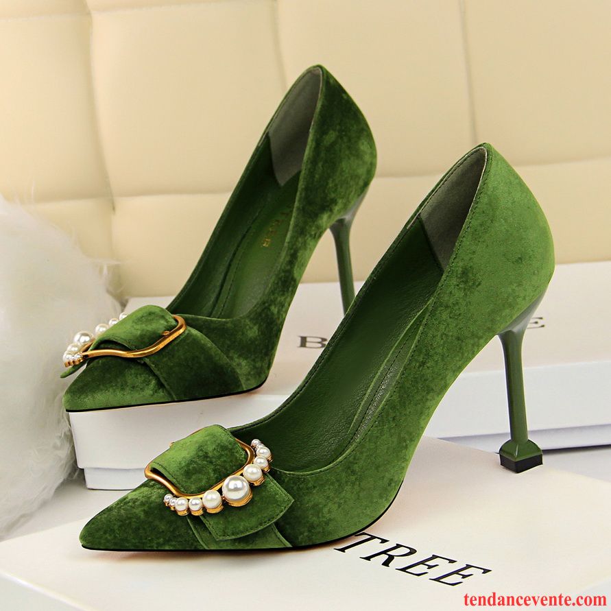 Escarpins Femme Sexy Derbies Tous Les Assortis Pointe Pointue Fille Professionnel Noir Vert Clair