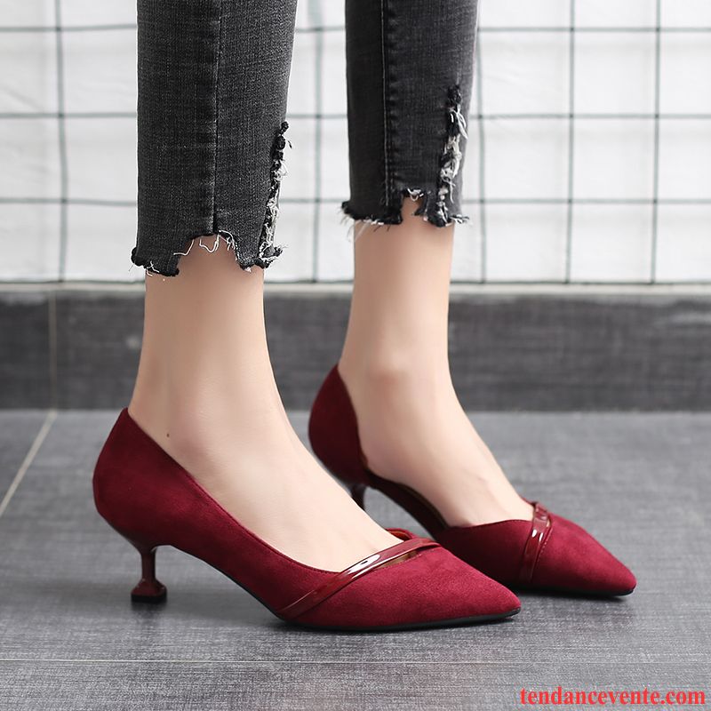 Escarpins Femme Tous Les Assortis Étiquette L'automne Pointe Pointue Talons Minces Hiver Rouge Clair