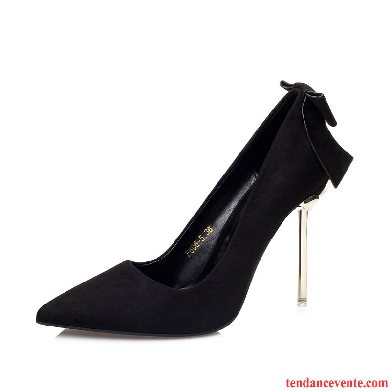 Escarpins Grandes Tailles Sexy Derbies Pointe Pointue Talons Minces Tous Les Assortis Femme Professionnel Arc Été Noir