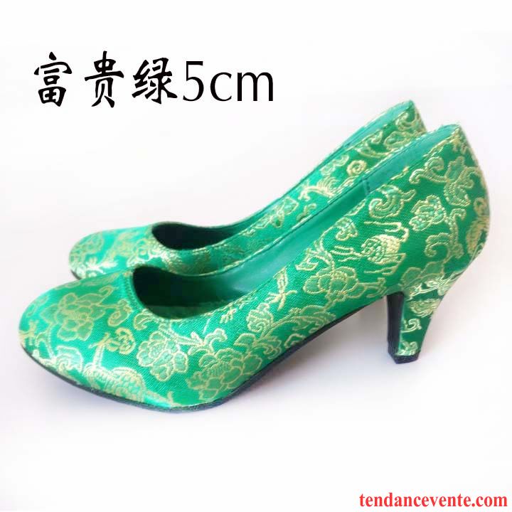 Escarpins Gris Pas Cher Femme Épais Chaussures De Mariage Vert Mariée Saumon