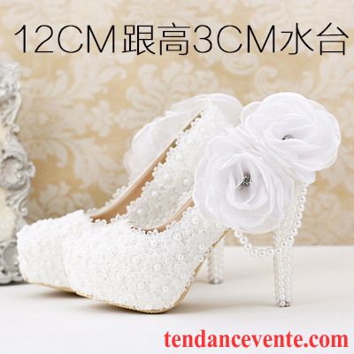 Escarpins Noir A Talon Talons Hauts Derbies Talons Minces Perle Femme Dentelle Fleurs Chaussures De Mariage Ultra Blanc Plateforme Étanche