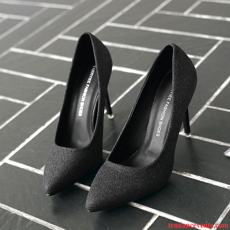 Escarpins Talon Noir Pointe Pointue Or Travailler Derbies Femme Sexy Argent Délavé En Daim Poudre Offre Spéciale Talons Minces Chaussures De Mariage Rouge