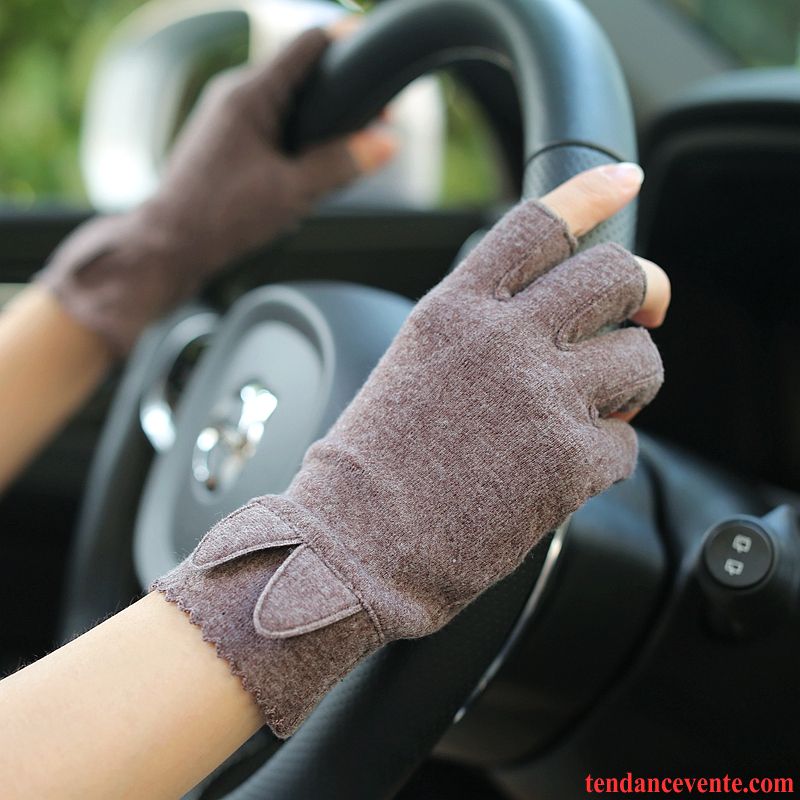 Gant Femme Garder Au Chaud Doigts Exposés Mince Demi-doigt Étudiant Le Nouveau Gris