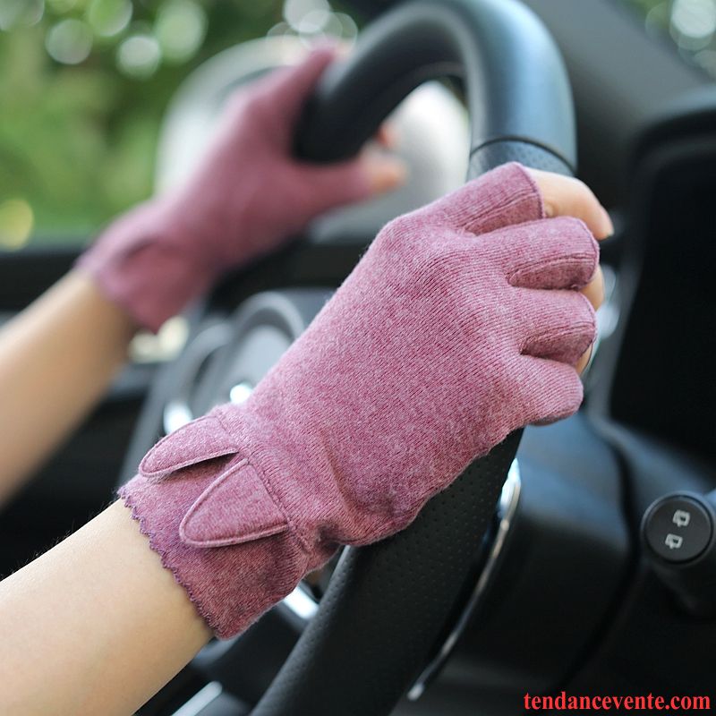 Gant Femme Garder Au Chaud Doigts Exposés Mince Demi-doigt Étudiant Le Nouveau Gris