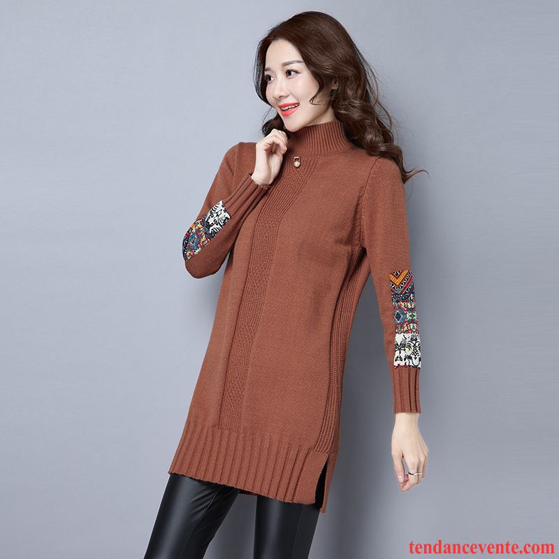 Gros Pull Col Roulé Femme Longues Pullovers Hiver Tricots En Maille Haut Court Chemise En Bas L'automne Baggy Femme Marine