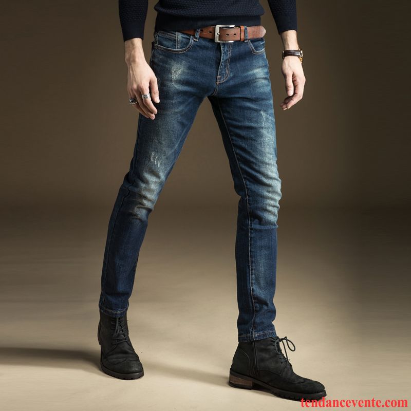 Jean Coupe Skinny Homme Slim Jambe Droite Noir Pantalon L'automne Jeunesse Homme Tendance Extensible Hiver