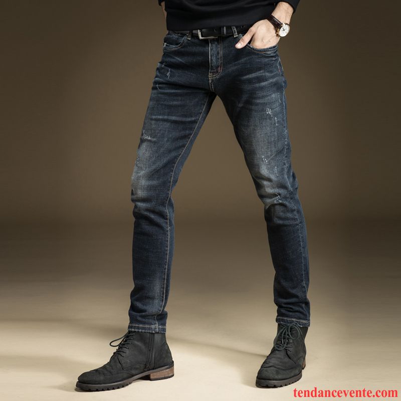 Jean Coupe Skinny Homme Slim Jambe Droite Noir Pantalon L'automne Jeunesse Homme Tendance Extensible Hiver