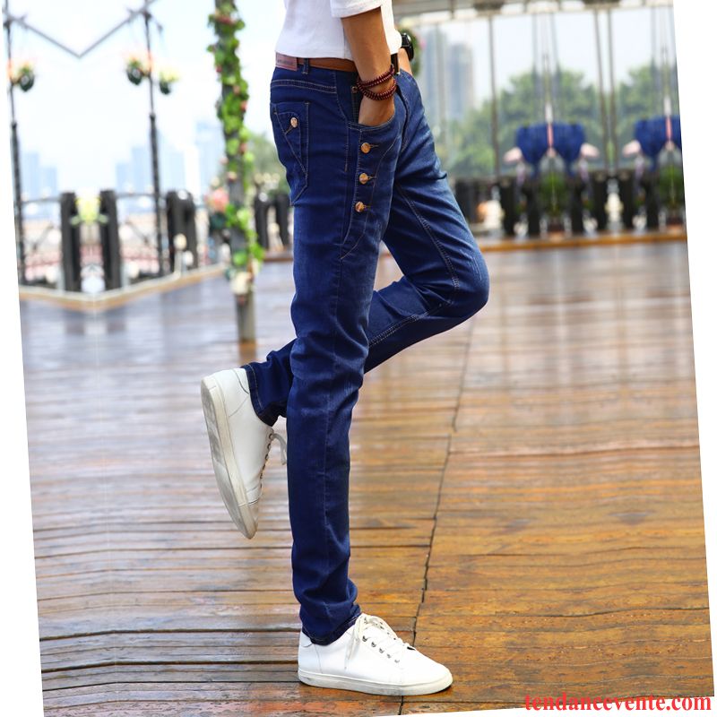 Jean Fashion Pas Cher Extensible L'automne Tendance Hiver Slim Homme Plus De Velours Bleu