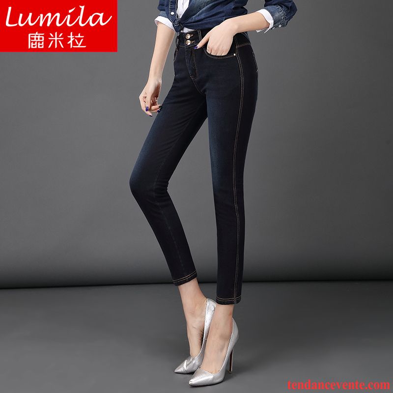 Jean Femme Bootcut Renforcé Femme Neuvième Pantalon Pantalons Crayon Forme Haute Cintrée Hiver Plus De Velours Maigre Noir Extensible Pierre