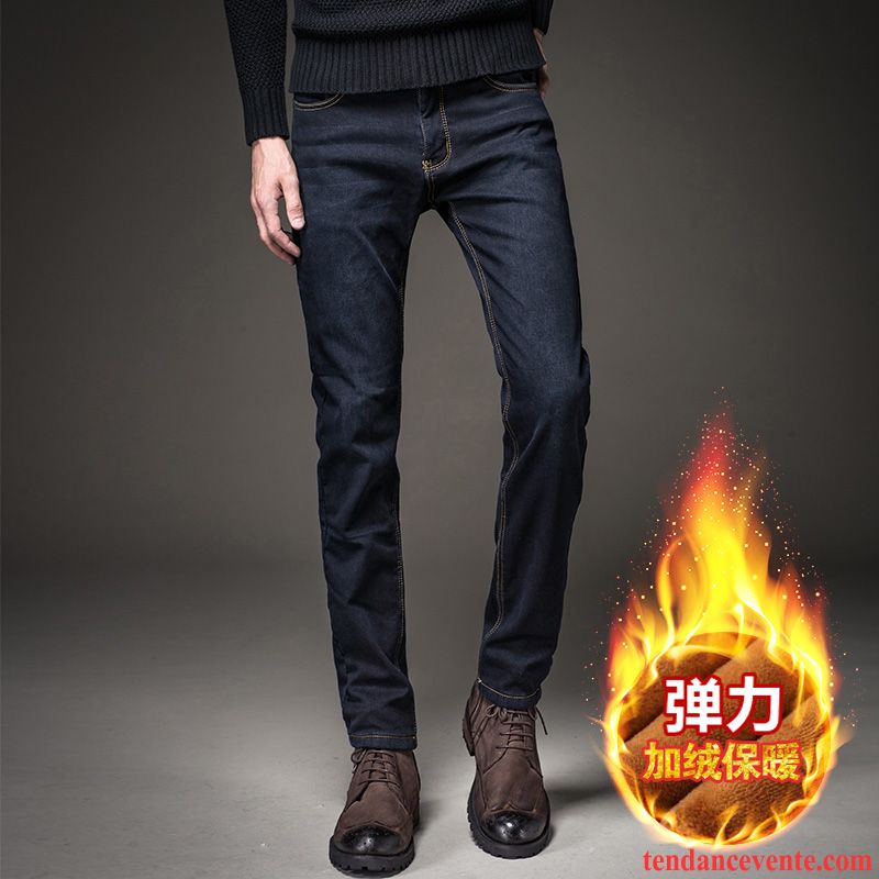 Jean Pour Homme Grand Hiver Homme Jeunesse L'automne Maigre Renforcé Slim Plus De Velours Pantalon