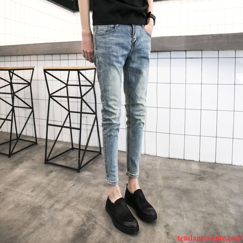 Jean Taille Haute Pas Cher Noir Homme L'automne Tendance Slim Gris Décontractée Corail