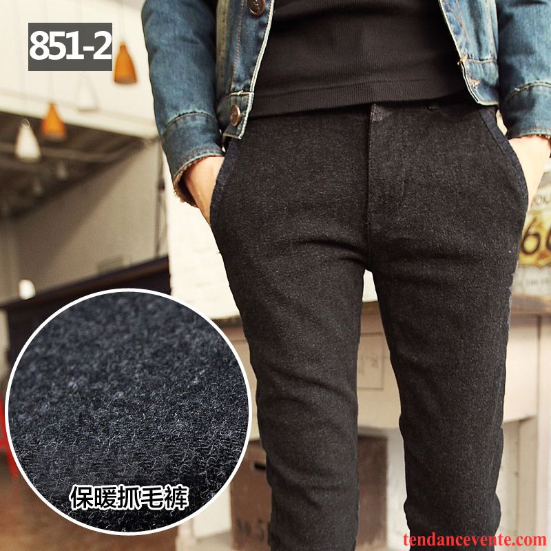 Jean Velours Homme Slim Hiver Tous Les Assortis Jeunesse Homme L'automne Tendance Maigre Plus De Velours Pantalon Soldes