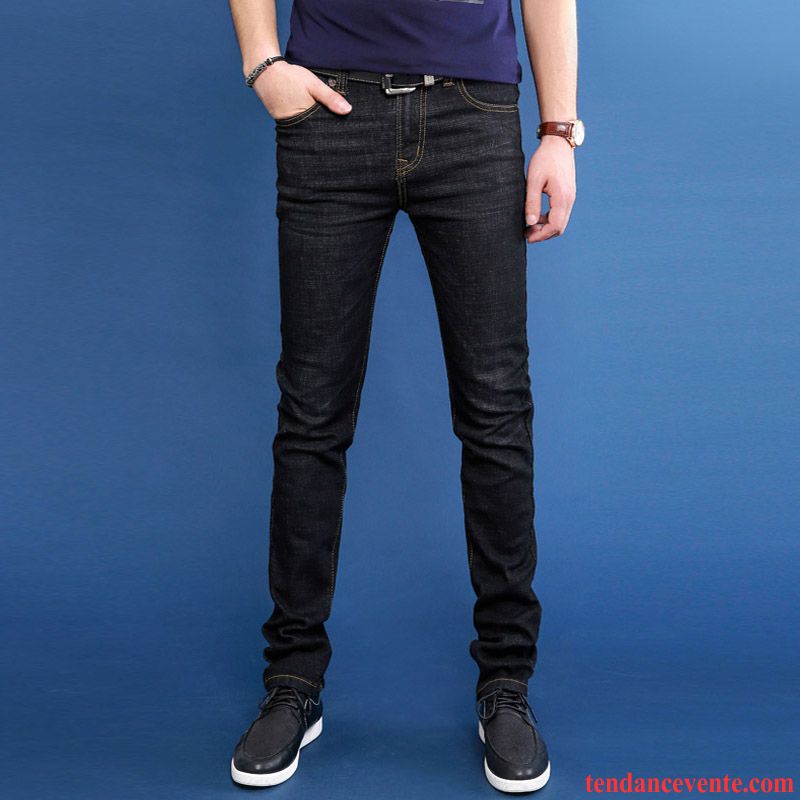 Jean Vert Homme Homme Maigre Jeunesse Extensible Slim L'automne Renforcé Hiver Pantalon Jambe Droite Soldes