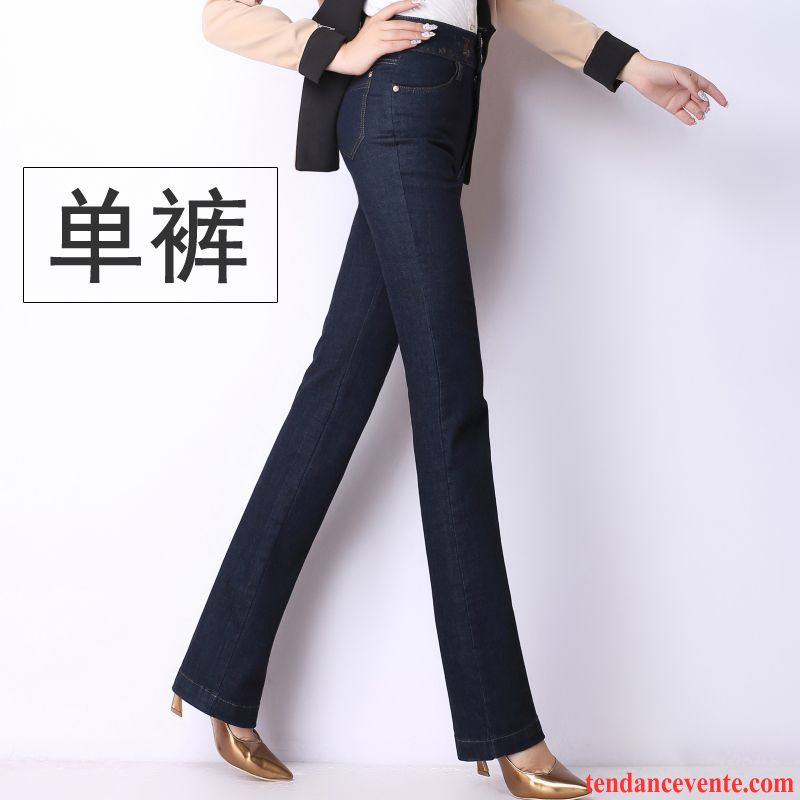 Jeans De Couleur Femme Pantalon Jambe Droite Femme Hiver Forme Haute Cintrée Taillissime Extensible Plus De Velours L'automne Saumon