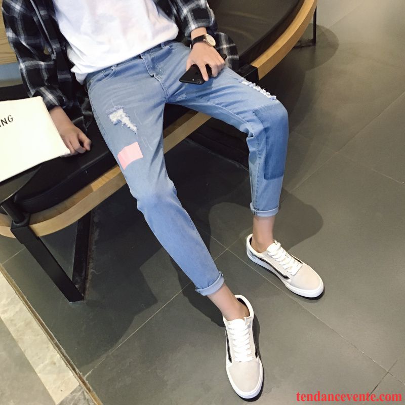 Jeans De Marque Pas Cher Pour Homme L'automne Slim Pantalon Bleu Tendance Homme Baggy Pas Cher