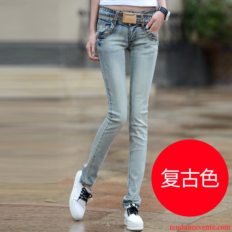 Jeans Fashion Femme Renforcé Femme Taille Basse Hiver Outwear Jambe Droite L'automne Plus De Velours Étudiant Pantalon Maigre